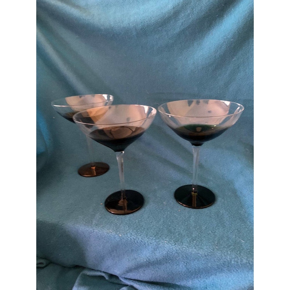 3 Large dessert Glasses Blown glass Beautiful!